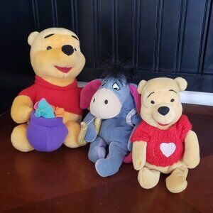 Valentines/Spring Pooh and Eeyore Plush Lot of 3